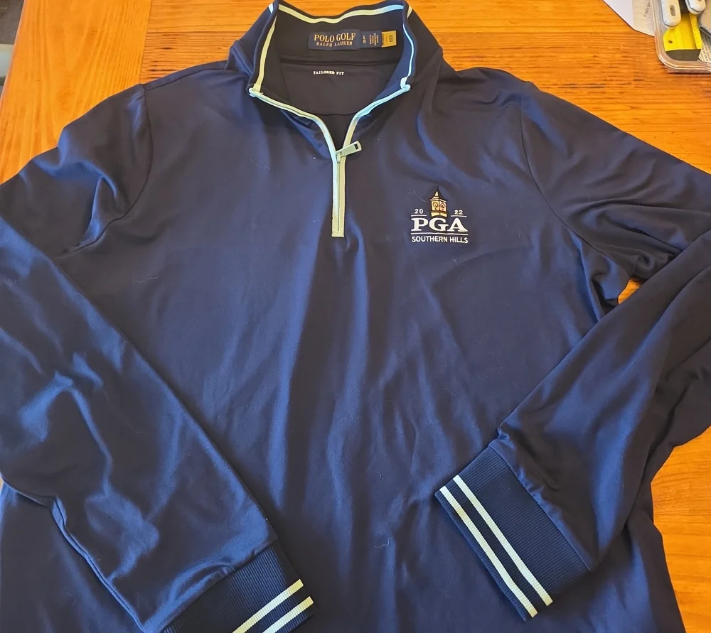 Ralph Lauren Polo Golf Navy Quarter-Zip with Light Blue Trim